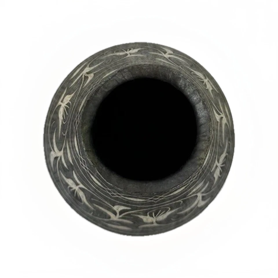 Exclusive 19th Century Indian Bidriware Vase – Silver, Zinc & Copper Inlay, 4.25 - Image 3 of 4