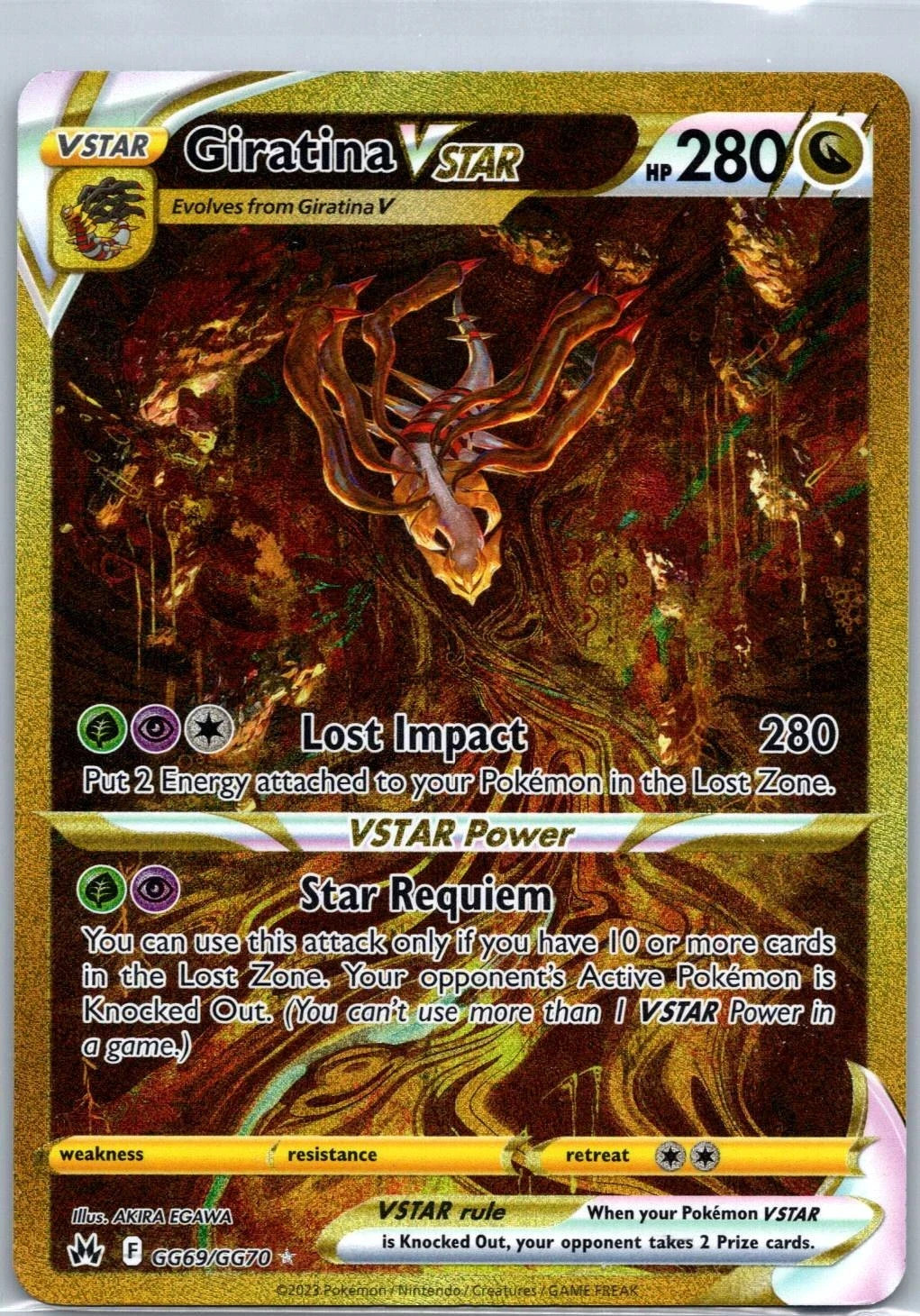 Giratina VSTAR (Secret) GG69/GG70 Crown Zenith: Galarian Gallery Holo NM