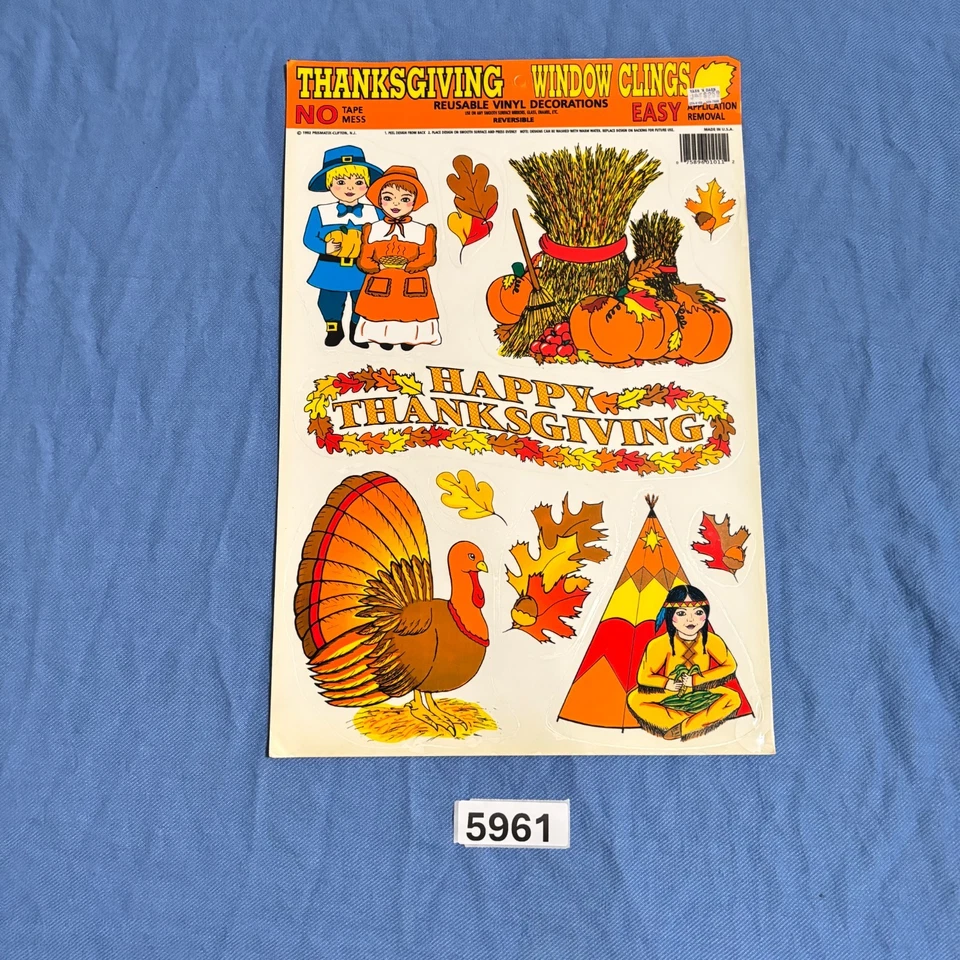 De colección Se adhiere Ventana Acción de Gracias Decoraciones Peregrinos Cosecha Pavo Calabazas Foto 4 de 4