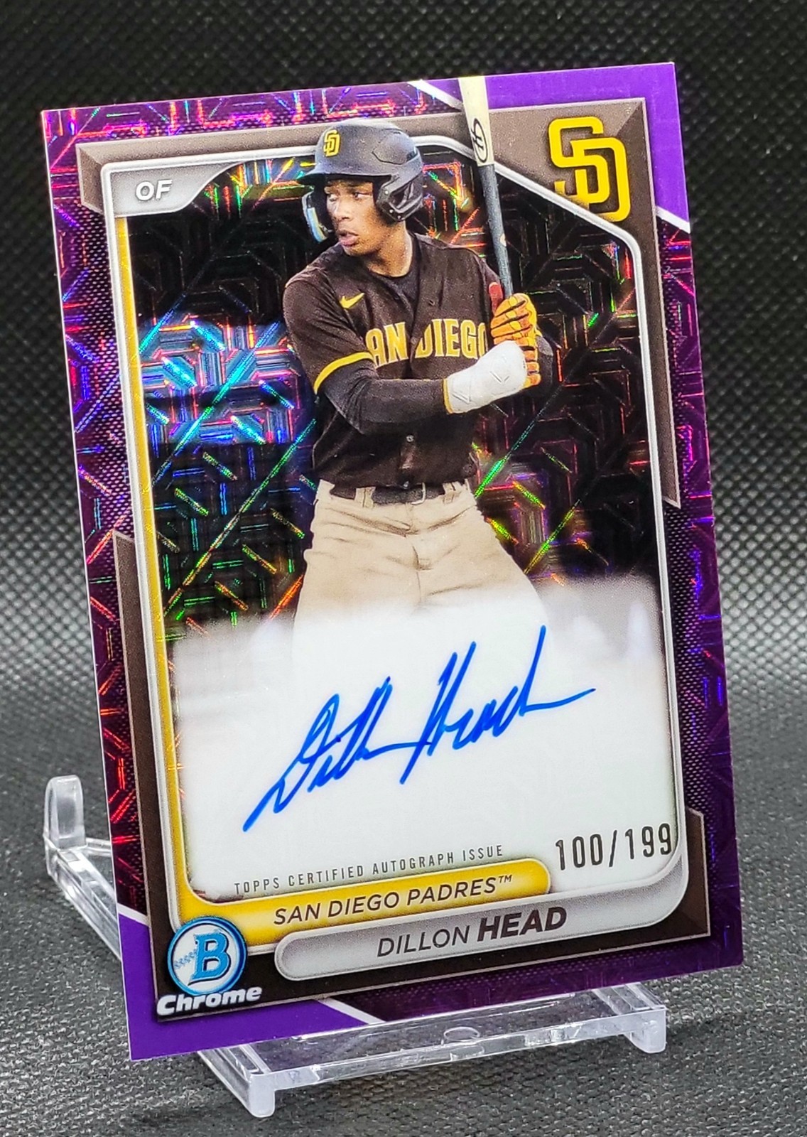 2024 Bowman Chrome Dillon Head Purple Mojo Refractor Auto #BMA-DH 100/199