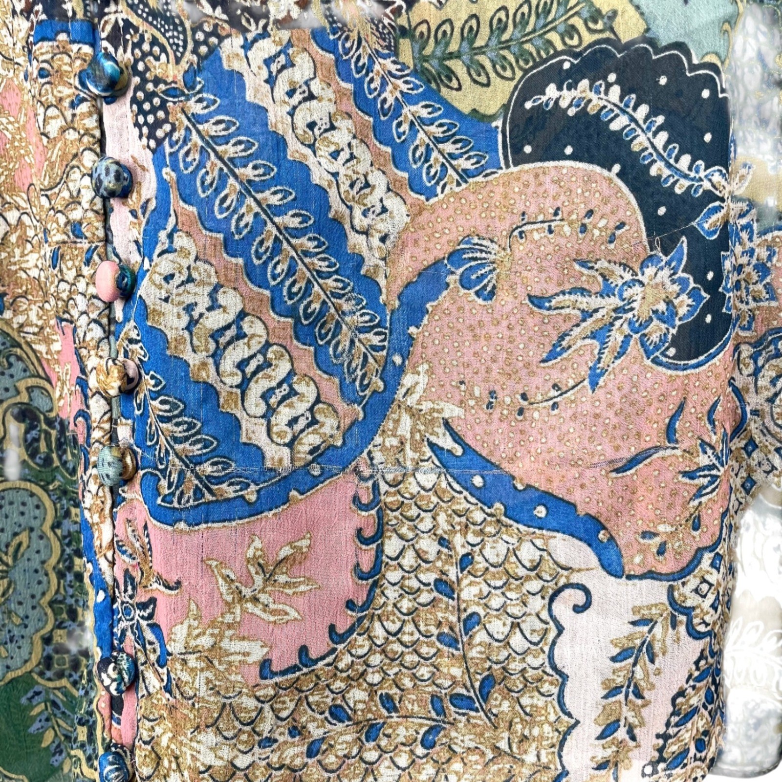 MISA Karan Patchwork Chiffon Button-Front Top blo… - image 5