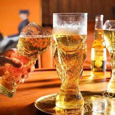 Clear Trophy World Cup Beer Glass Cup Drinking Mug Pint Bar BBQ For Sports Fans