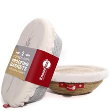 Cotton Rope Banneton Bread Proofing Basket Set, Oval  Round Bread Baskets wi...