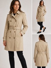 Theory Douglas Claim Beige Belted Trench Coat Bemberg Lined Women's L