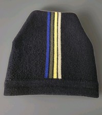 Lands End Wool Beanie Hat Navy Striped Winter Ski Skull Cap Size M