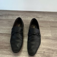 Bruno Magli Men's Black Leather Slip-On Dress Loafer Shoes Bow Accent 9