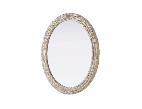 Elegant Decor Oval Cornhusk Mirror 36X42" Linen White - Picture 4 of 13