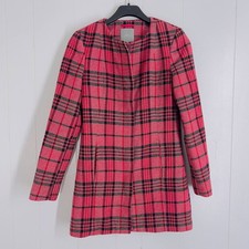 Next Womenswear Pink Checked Coat Size 6 Long Sleeve Round Neck Casual Wear