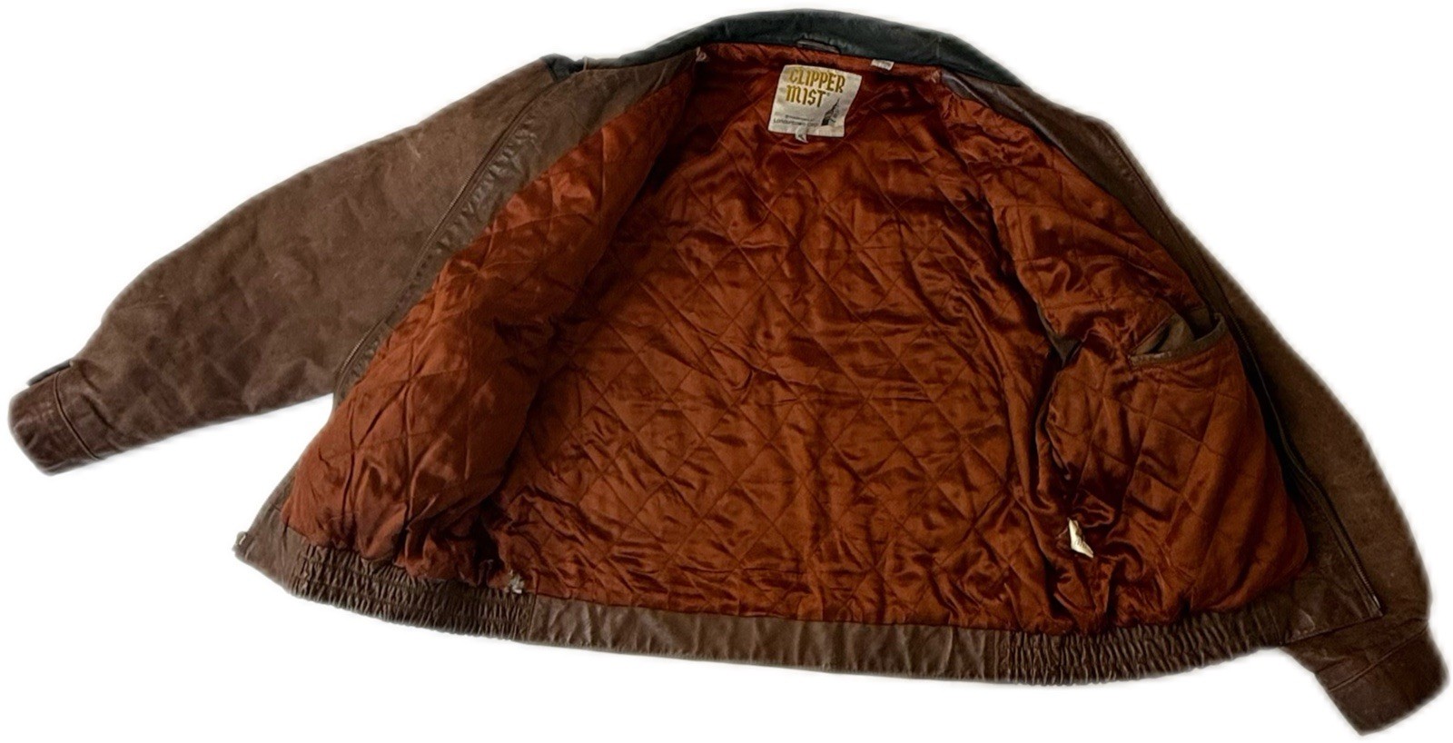 VTG Clipper Mist London Town Men’s Brown w/black Accents Leather Jacket SZ XL 