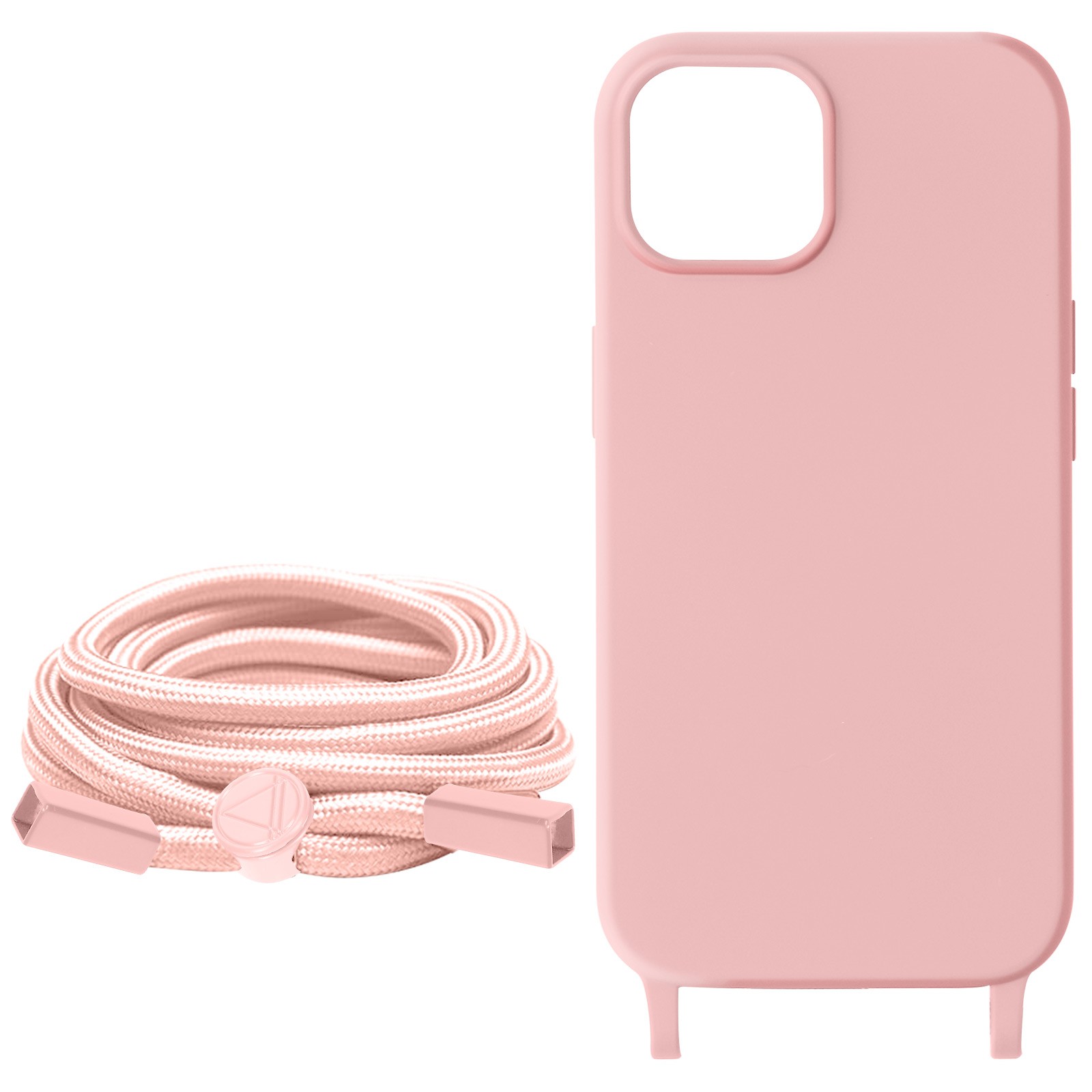 Coque lanière iPhone 15 en silicone finition premium collier rose - 2