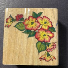Tropical Flowers - Rubber Stamp - Wood Mounted
