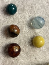 Vintage Antique Marble Lot German Glazed Brown Bennington Clay Glass Shooters