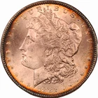 1882 Morgan Silver Dollar $1 MS Double Sided Edge Toning Orange / Teal