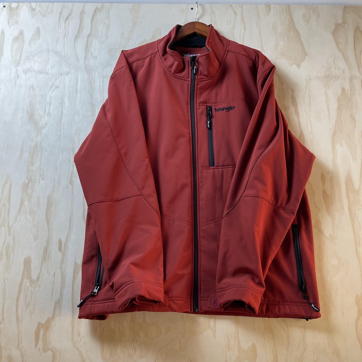 Wrangler Jacket Mens 2XL Red Softshell Fleece Lined Full Zip