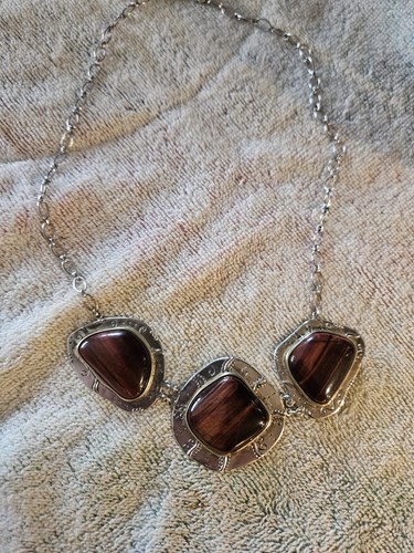 Silpada Sterling Silver 925 Red Rocks Tigers Eye Brass accent Necklace N3346