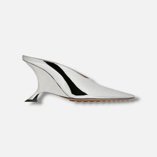 Bottega Veneta Women's Silver Slip On Pointed Toe High Heel Pumps Size 36.5C