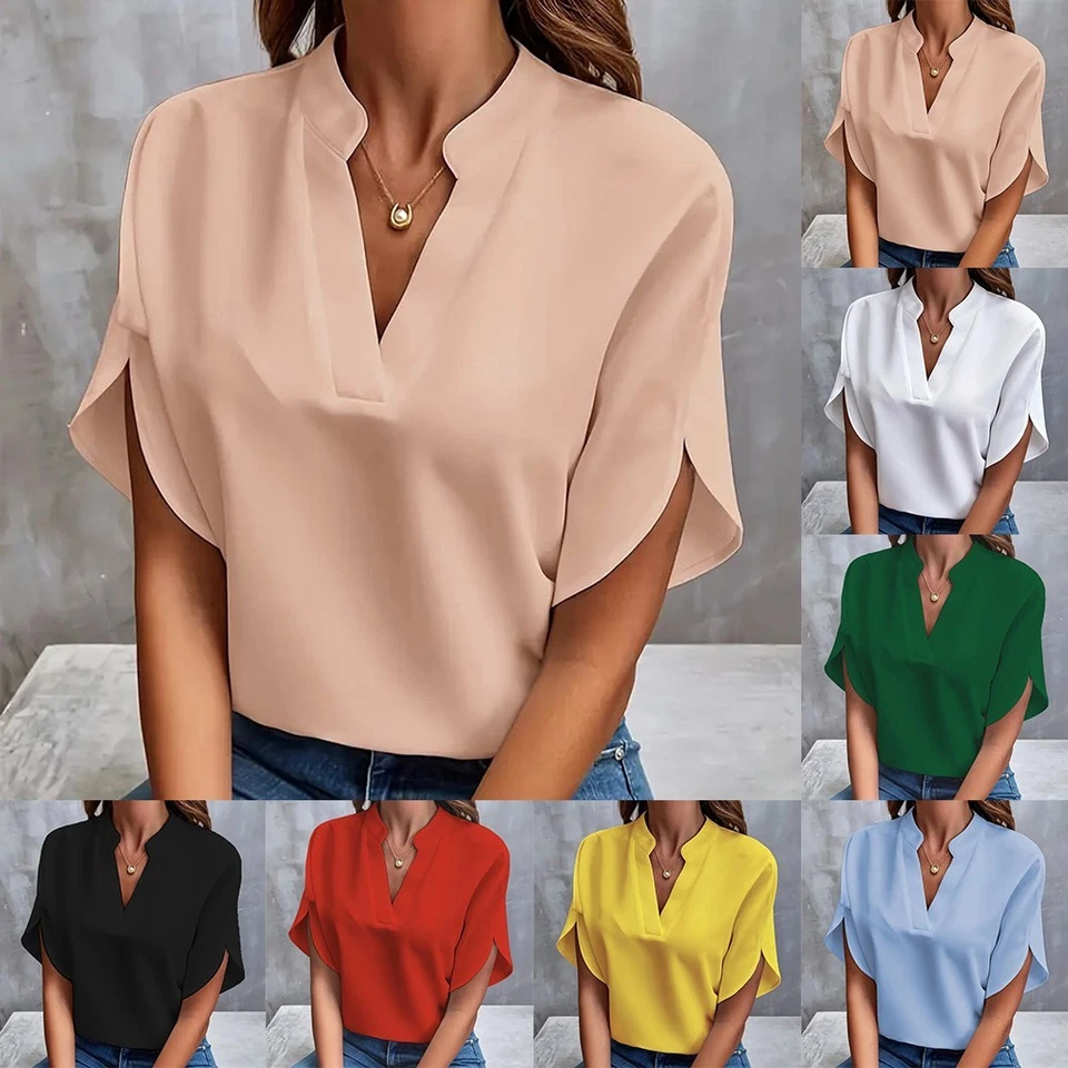 Fashionable Women's V Neck Shirt Casual and Loose Fit for Spring and Summer - Image 2 of 4