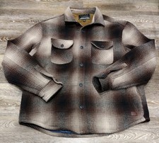Jachs New York Jacket Men's XL Shacket Wool Blend Brown Plaid Lined Flannel