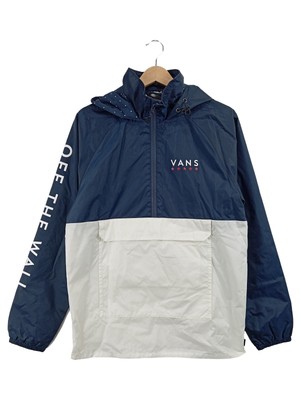 Vans Off The Wall Windbreaker Jacke Herren Blau Weiß Gr. 50 L Kapuze