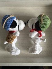 GREEN Pilot Snoopy Crochet Handmade Dog Plushies Toy Decoration Fan Collections