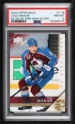 2020-21 Upper Deck Extended Series High Gloss 8/10 Cale Makar #T-18 PSA 8 o2l