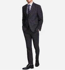Kenneth Cole Mens Charcoal Plaid Slim Suit 40 R - 33 X 32 NEW $395 COKK2FBZ0016