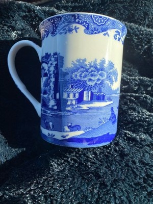 Spode Blue Italian White Porcelain Coffee Mug 8 oz C.1816-A20