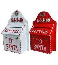 Cassetta Lettere di Babbo Natale in Legno 32 x 20 cm Buca Postale Natalizia