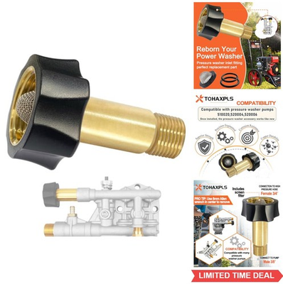 #ad #ad Pressure Washer Inlet Fitting Brass 3 8 Male 3 4 Female Replacement Part Pump $21.73