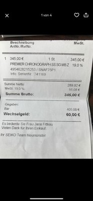 Seiko Herren Uhr Premier Chronograph Edelstahl Silber