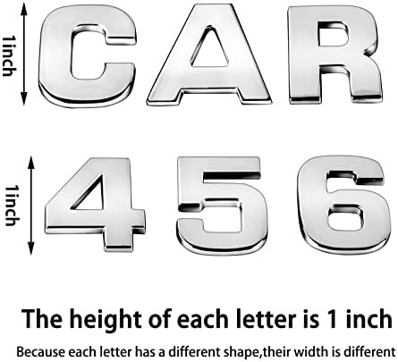 43Pcs Car Emblem Letters Sticker 3D Chrome Decal