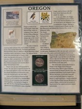 AMERICA THE BEAUTIFUL 10  X 9   2 STATE QUARTERS 2010 & STAMPS DISPLAY OREGON