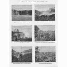HAWAII The Lava Flow from the Mauna Loa Volcano - Antique Print 1881