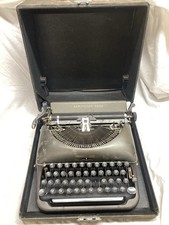 Vintage 1940s Remington Rand Deluxe Model 5 Portable Black Typewriter w/ Case  thumbnail