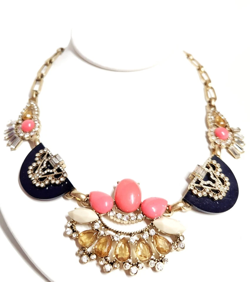 Collar J.Crew Factory Cristal Distintivo Multicolor Oro Claro Chapado en Buey Latón Foto 4 de 4