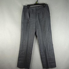 Pendleton Pants Womens 14P Gray Wool Striped Straight Leg Lined Dress Trousers