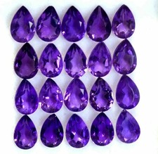 4X6mm 5 pcs Natural Amethyst Faceted  Pear Ge...