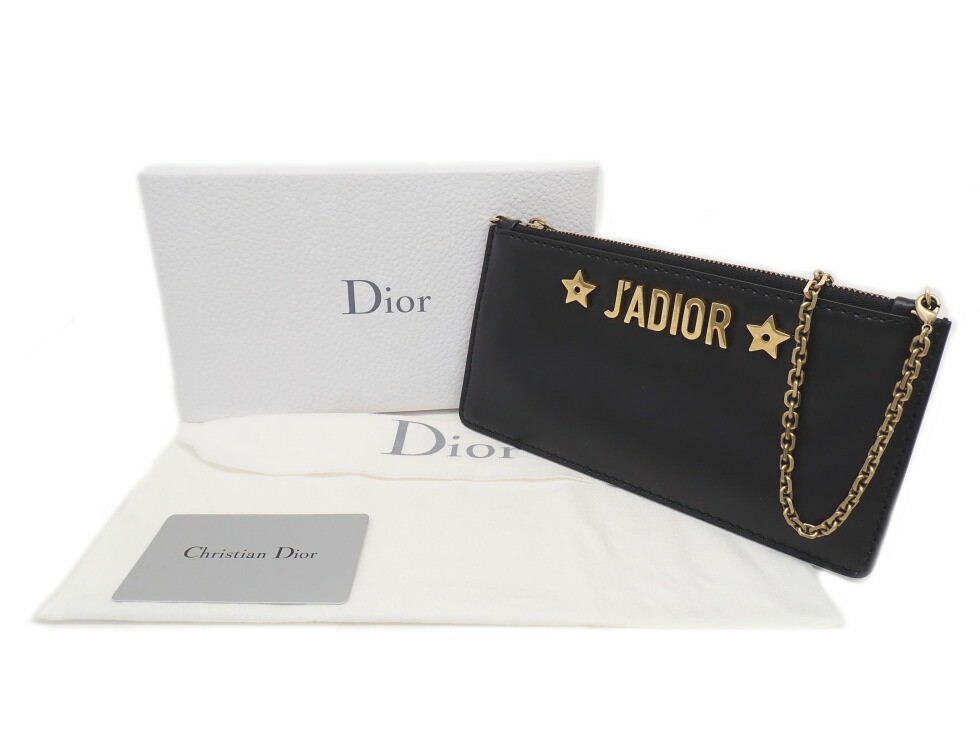 Christian Dior Leather Black Gd Hardwares J Adior Chain Shoulder Bag