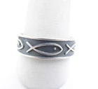 VINTAGE MEXICO STERLING SILVER FEATURING ICHTHYS or JESUS FISH BAND RING SIZE 12