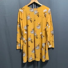 B28-Women's rue21 Floral dress Size L Yellow