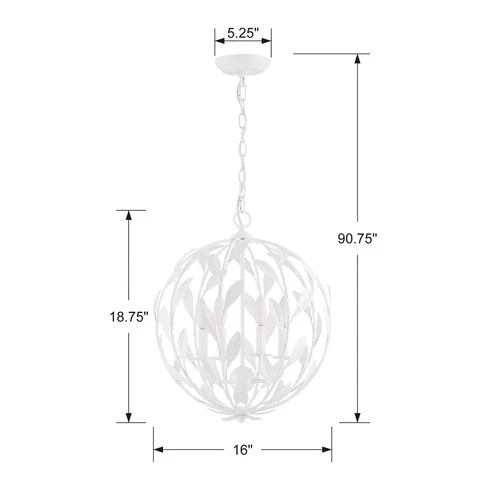 Broche 4-Light 19" Chandelier in Matte White - Picture 3 of 5