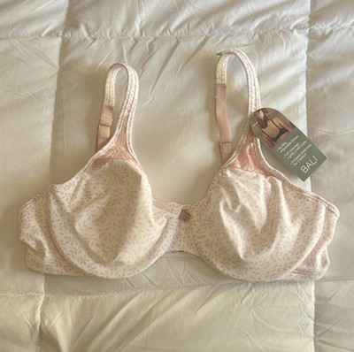 Bali One Smooth U Underwire T-Shirt Bra 34C White/Pink Floral DF3385