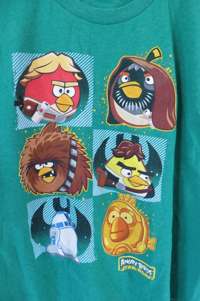 Boy's Green Star Wars Angry Birds Long Sleeves T-Shirt Size L - Image 3 of 4