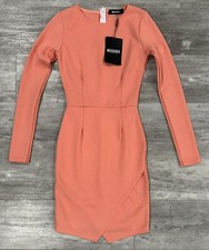 Misguided Salmon Long Sleeve Bodycon Dress Size 1 Brand New With Tags
