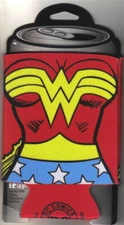 Wonder Woman Costume Chest Red Yellow Blue and White Beer Huggie Can Cooler NEW