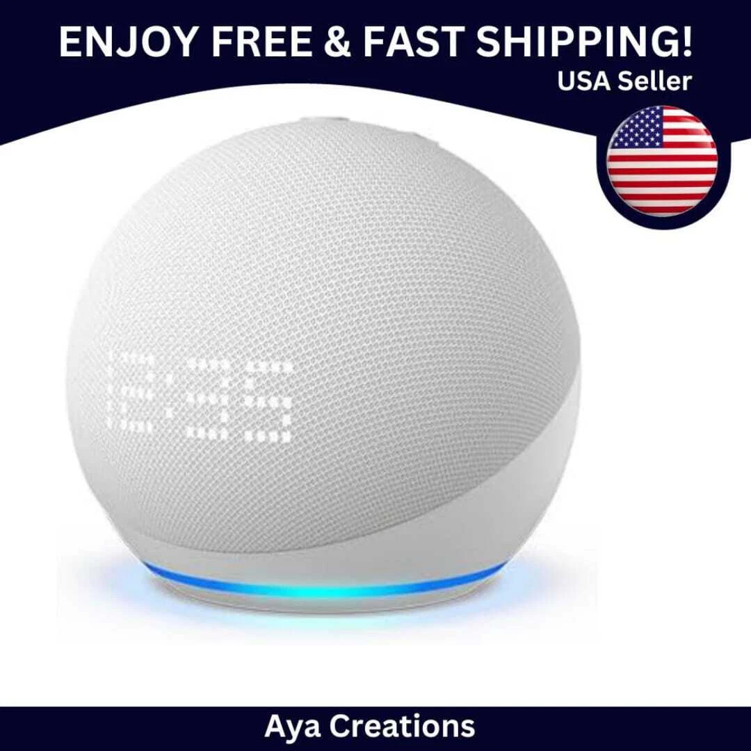 Echo Dot (5th Gen) with clock | Compact smart speaker with Alexa and  enhanced LED display for at-a-glance clock, timers, weather, and more 