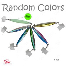 Random Color 1oz Vertical Jigs w/ MUSTAD 3x Treble Hooks 28g Colt sniper Jig New