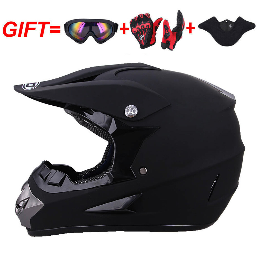 DOT Adult Motocross ATV Dirt Bike MX Off-Road Helmet + Goggles + Gloves S/M/L/XL