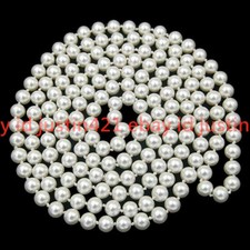 8/10mm South Sea White Shell Pearl Round Beads Necklace Long 24/36/50 Inches