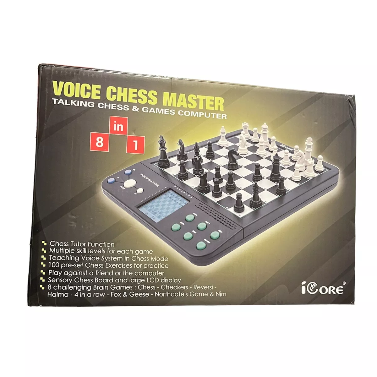 ICore Electronic Chess Board Game Master Pro com 8 jogos